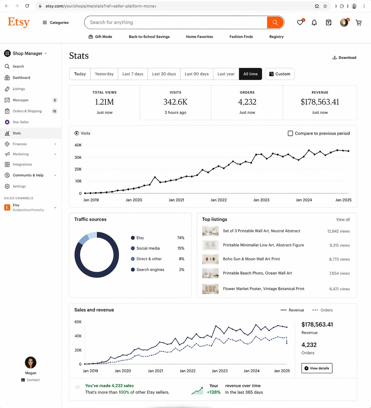 GoldenHourPrintsCo dashboard screenshot
